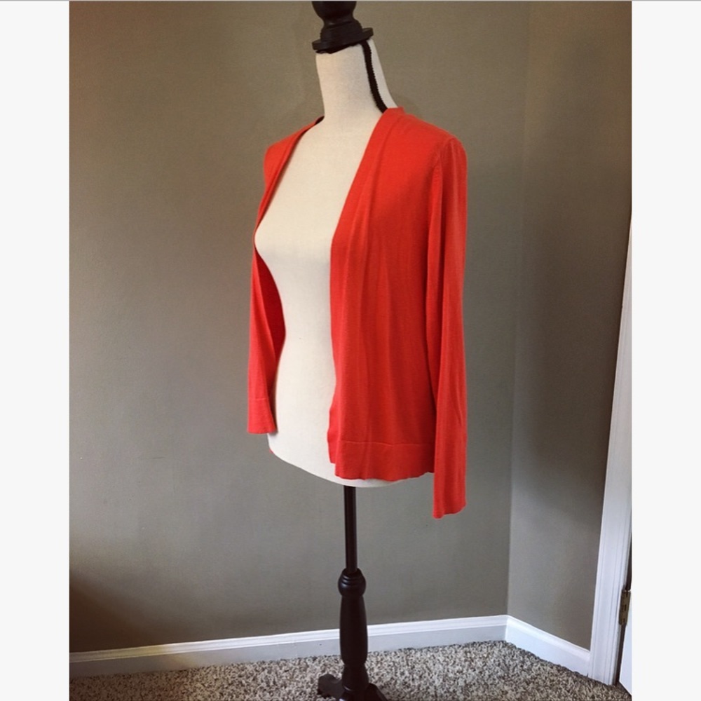 Orange Open Front Sweater